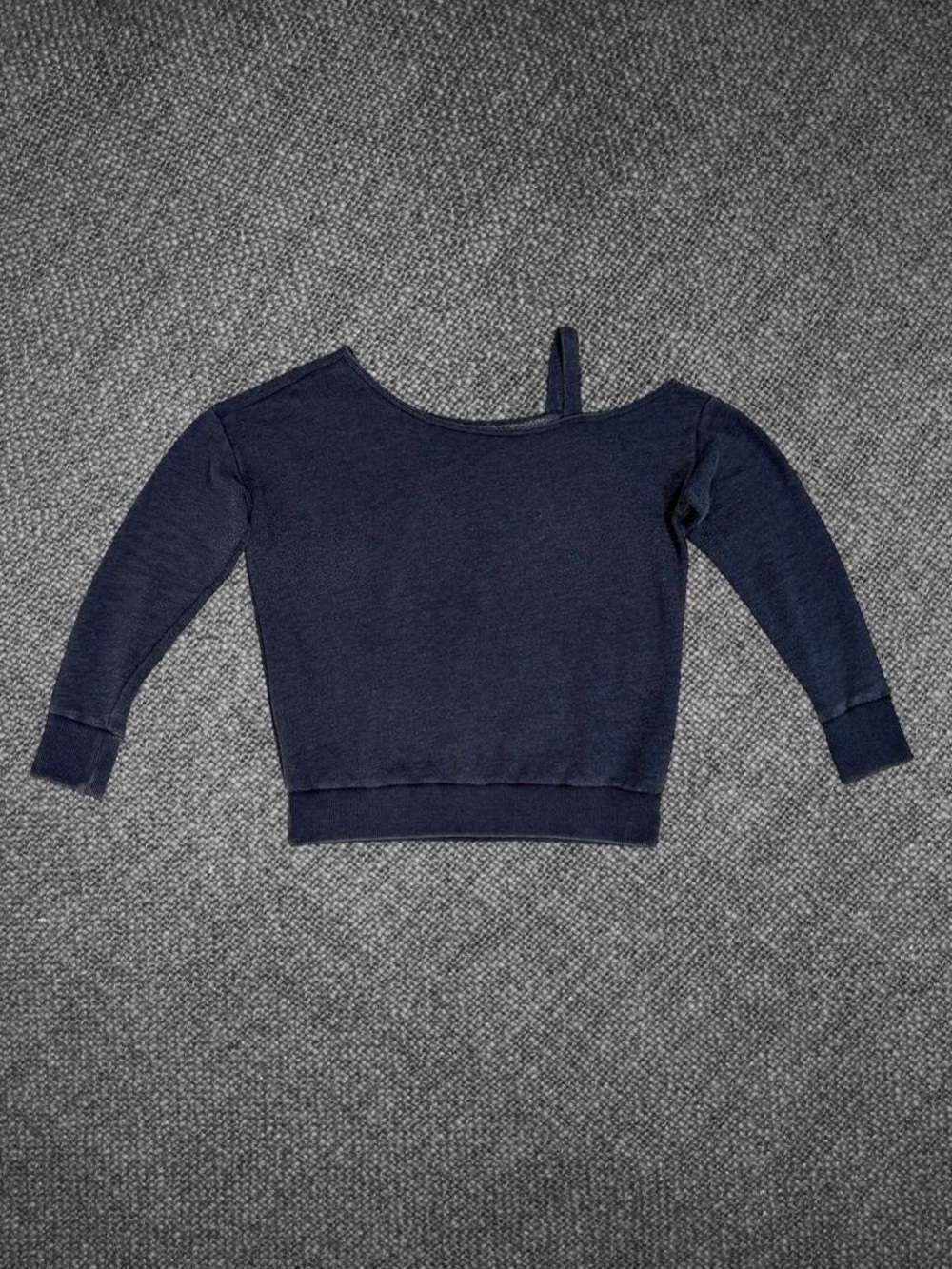 AERO Off Shoulder Fleece Sweatshirt Blue Gray Pullover Top Medium